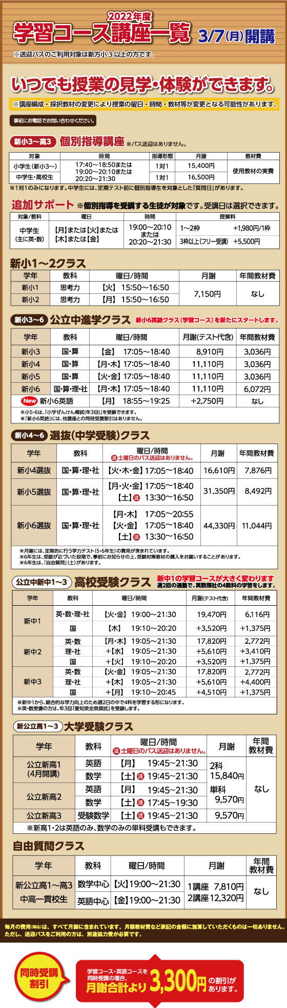 新講座案内 プラン